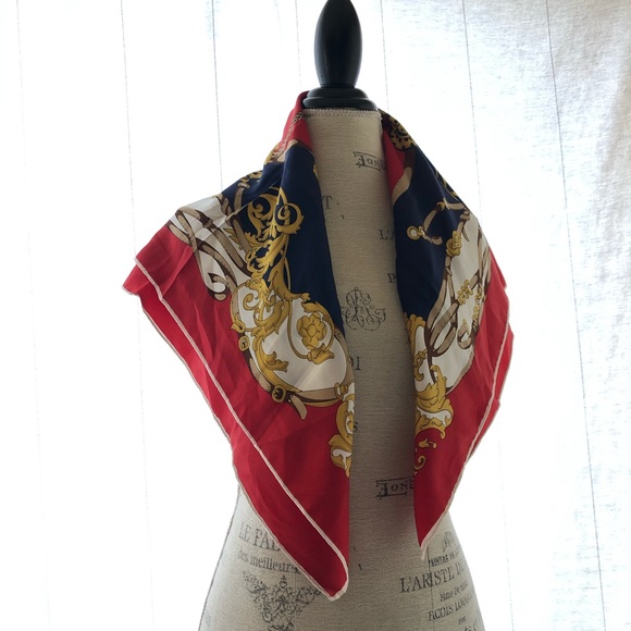Vintage Silk Red Scarf - Picture 2 of 10